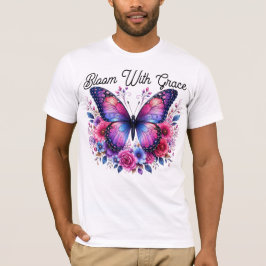 Bloom With Grace Vlinder Bloem Heren T-shirt | 