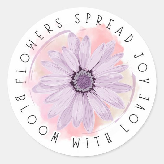Bloom with Joy – Flower Power Sticke Ronde Sticker (Voorkant)