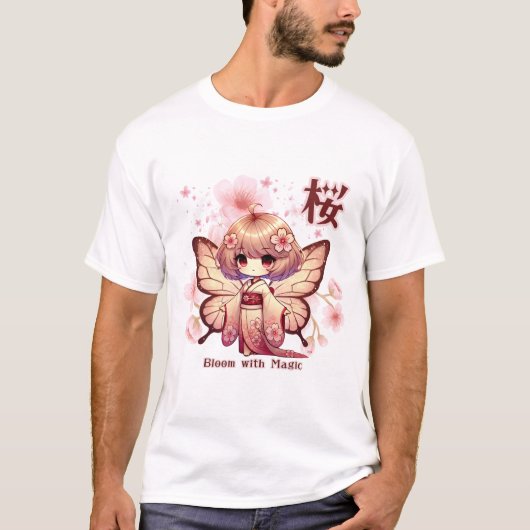 Bloom with Magic - Kawaii Sakura Fairy T-shirt (Voorkant)