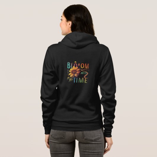 "Bloom with Time" T-Shirt Full-Zip Hoodie (Achterkant volledig)