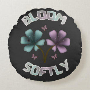Bloom Zacht Lentebloem Ontwerp Pastelkleurige Cott Rond Kussen