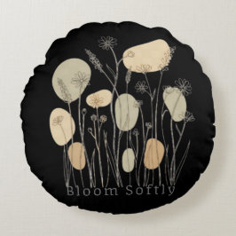 Bloom Zacht - Minimalistische Wilde Bloem Lijnkuns Rond Kussen