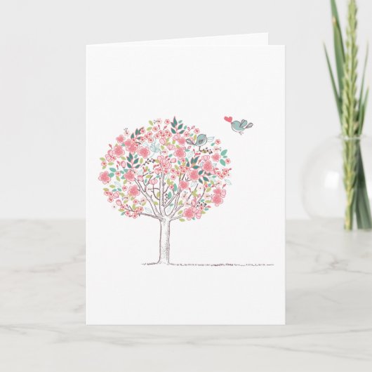 Bloomboom en vogels in liefde aankondiging (Voorkant)