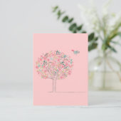 Bloomboom en vogels in liefde briefkaart (Staand voorkant)