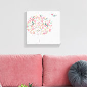 Bloomboom en vogels in liefde canvas afdruk (Insitu (Woonkamer))