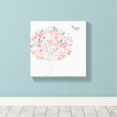 Bloomboom en vogels in liefde canvas afdruk (Insitu (Houten vloer))