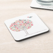 Bloomboom en vogels in liefde drankjes onderzetter (Linkerzijde)