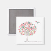 Bloomboom en vogels in liefde magneet (Voorkant / Achterkant)