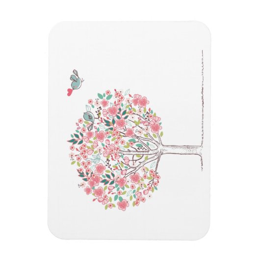 Bloomboom en vogels in liefde magneet (Verticaal)