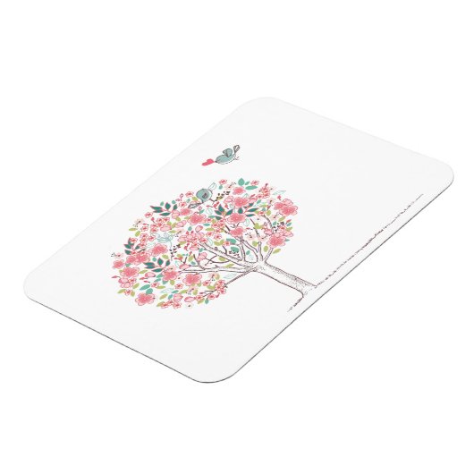 Bloomboom en vogels in liefde magneet (Linkerzijde)