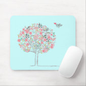 Bloomboom en vogels in liefde muismat (Met muis)