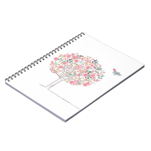 Bloomboom en vogels in liefde notitieboek (Linkerzijde)