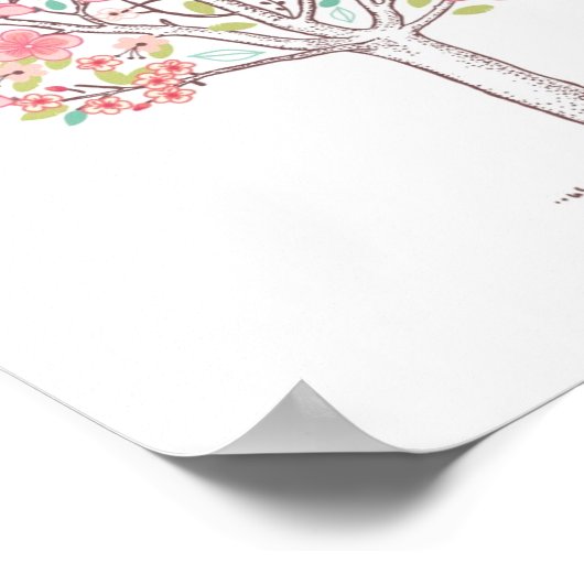 Bloomboom en vogels in liefde poster (Hoek)