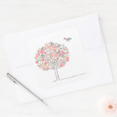 Bloomboom en vogels in liefde vierkante sticker (Envelop)