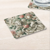 Bloombound Sentinel – Gothic Floral Design Kartonnen Onderzetters (Schuin)