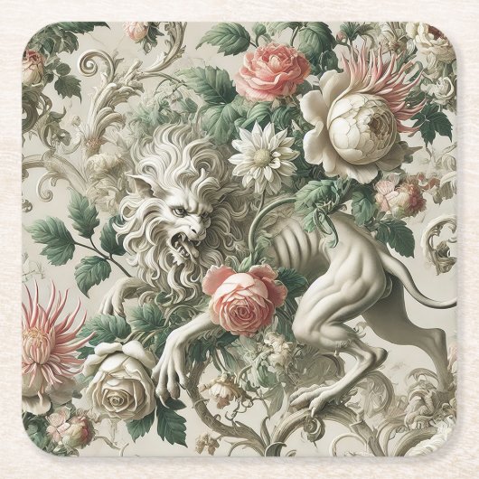 Bloombound Sentinel – Gothic Floral Design Kartonnen Onderzetters (Voorkant)