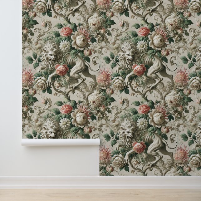 Bloombound Sentinel – Gotisch bloemontwerp Behang (Applicatie)