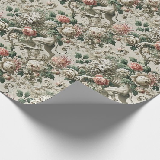 Bloombound Sentinel – Gotisch bloemontwerp Cadeaupapier (Hoek)