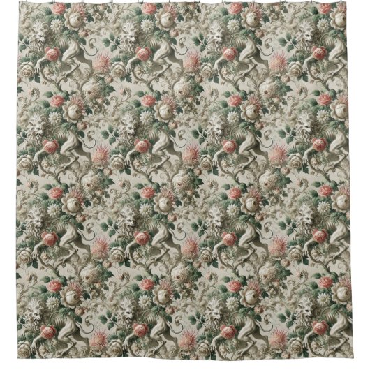 Bloombound Sentinel – Gotisch bloemontwerp Douchegordijn (Voorkant)