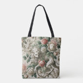 Bloombound Sentinel – Gotisch bloemontwerp Tote Bag (Achterkant)