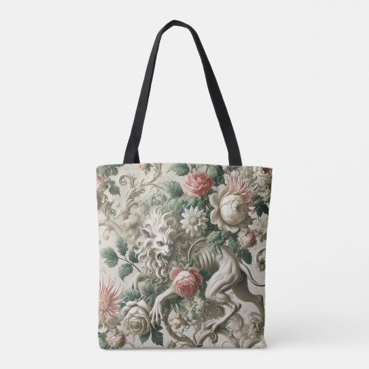 Bloombound Sentinel – Gotisch bloemontwerp Tote Bag (Achterkant)