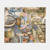 Bloomcore Bloemenmarkt Fiets Fleece Deken (Voorkant (Horizontaal))