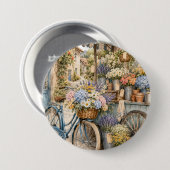 Bloomcore Bloemenmarkt Fiets Ronde Button 7,6 Cm (Voorkant /achterkant)