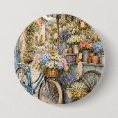Bloomcore Bloemenmarkt Fiets Ronde Button 7,6 Cm (Voorkant)