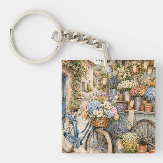 Bloomcore Bloemenmarkt Fiets Sleutelhanger (Voorkant)