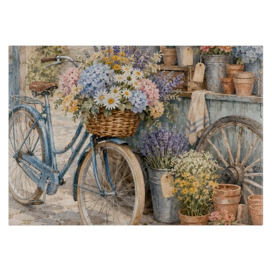 Bloomcore Bloemenmarkt Fiets Snijplank (Voorkant)