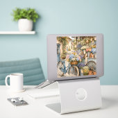 Bloomcore Bloemenmarkt Fiets Sticker (Laptop op bureau)