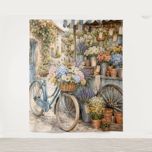 Bloomcore Bloemenmarkt Fiets Wandkleed (Voorkant)