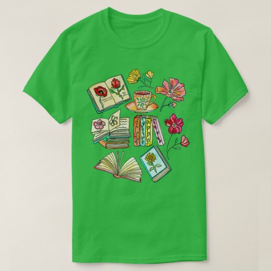 Bloomen en boeken t-shirt (Design voorkant)