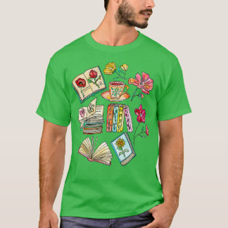 Bloomen en boeken t-shirt