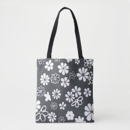 Bloomen en Butterflies, grijs en wit Tote Bag