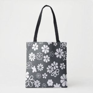 Bloomen en Butterflies, grijs en wit Tote Bag