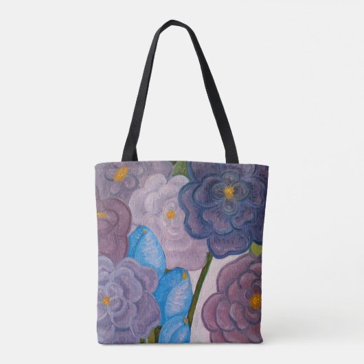Bloomen in grijs tote bag (Achterkant)