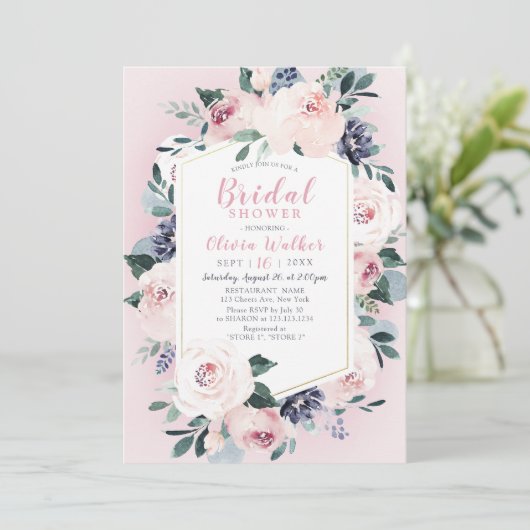 Bloomend botanisch blush Vrijgezellenfeest Kaart (Staand voorkant)