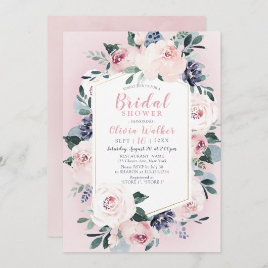 Bloomend botanisch blush Vrijgezellenfeest Kaart (Voorkant / Achterkant)