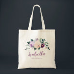 Bloomend botanisch paars gepersonaliseerd bruidsme tote bag<br><div class="desc">Waterverf botanische flora en grienere in blush ,  perziken en paarse ,  elegante en romantische ,  fantastische bridesmaïde cadeautjes</div>
