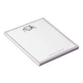 Bloomend botanisch paars gepersonaliseerd papier notitieblok (Schuin)
