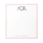 Bloomend botanisch roze gepersonaliseerd papier notitieblok (Voorkant)