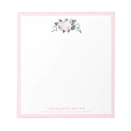 Bloomend botanisch roze gepersonaliseerd papier notitieblok