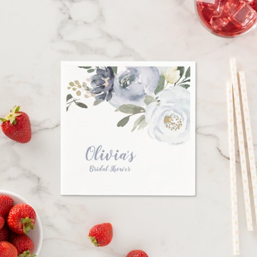 Bloomend botanisch stoffig blauw floreel vrijgezel servet (Insitu)