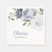 Bloomend botanisch stoffig blauw floreel vrijgezel servet (Voorkant)