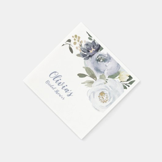 Bloomend botanisch stoffig blauw floreel vrijgezel servet (Hoek)