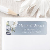 Bloomend botanisch stoffig blauw terugkeeradres etiket (Insitu)