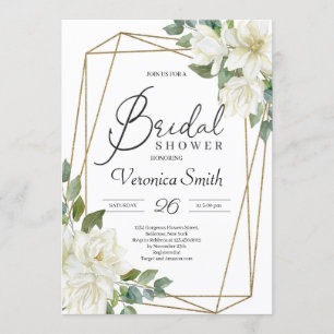 Bloomend witte magnolia floral gold lijst bridal kaart