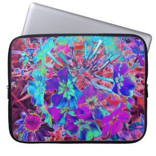 Bloomende Abstracte Paarse en blauwe ventilator Laptop Sleeve