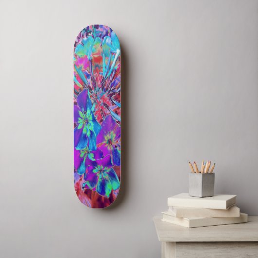 Bloomende Abstracte Paarse en blauwe ventilator Persoonlijk Skateboard (Muurkunst)
